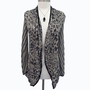 Cache Metallic Animal Print Cardigan Womens XS Dressy Open Front Evening Layer